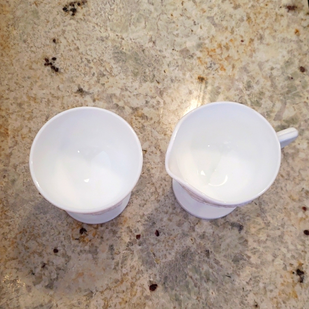 Antique Milk Glass Cup/Sugar Bowl and Creamer - Picture 2 of 12